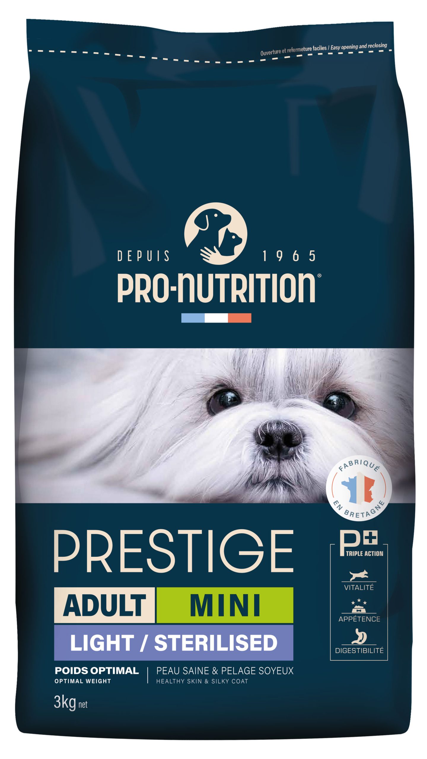 Pro-Nutrition Prestige Chien Adult Mini Light/Sterilised - Poids optimal - Peau Saine & Pelage Soyeux