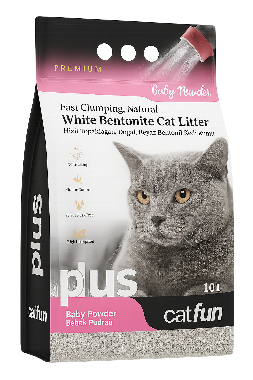 CatFun+ Litière pour Chat Agglomérante - Poudre de Bébé 10L